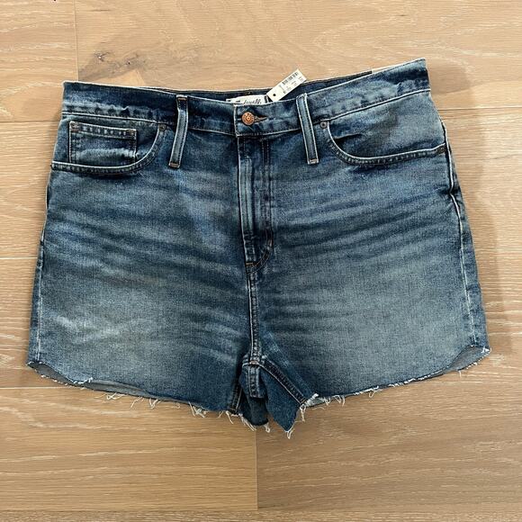 Madewell Indigo The Perfect Jean Shorts Tulip Raw Hem Denim Size 32 NWT - Picture 1 of 5